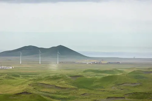 landscape with wind turbines 