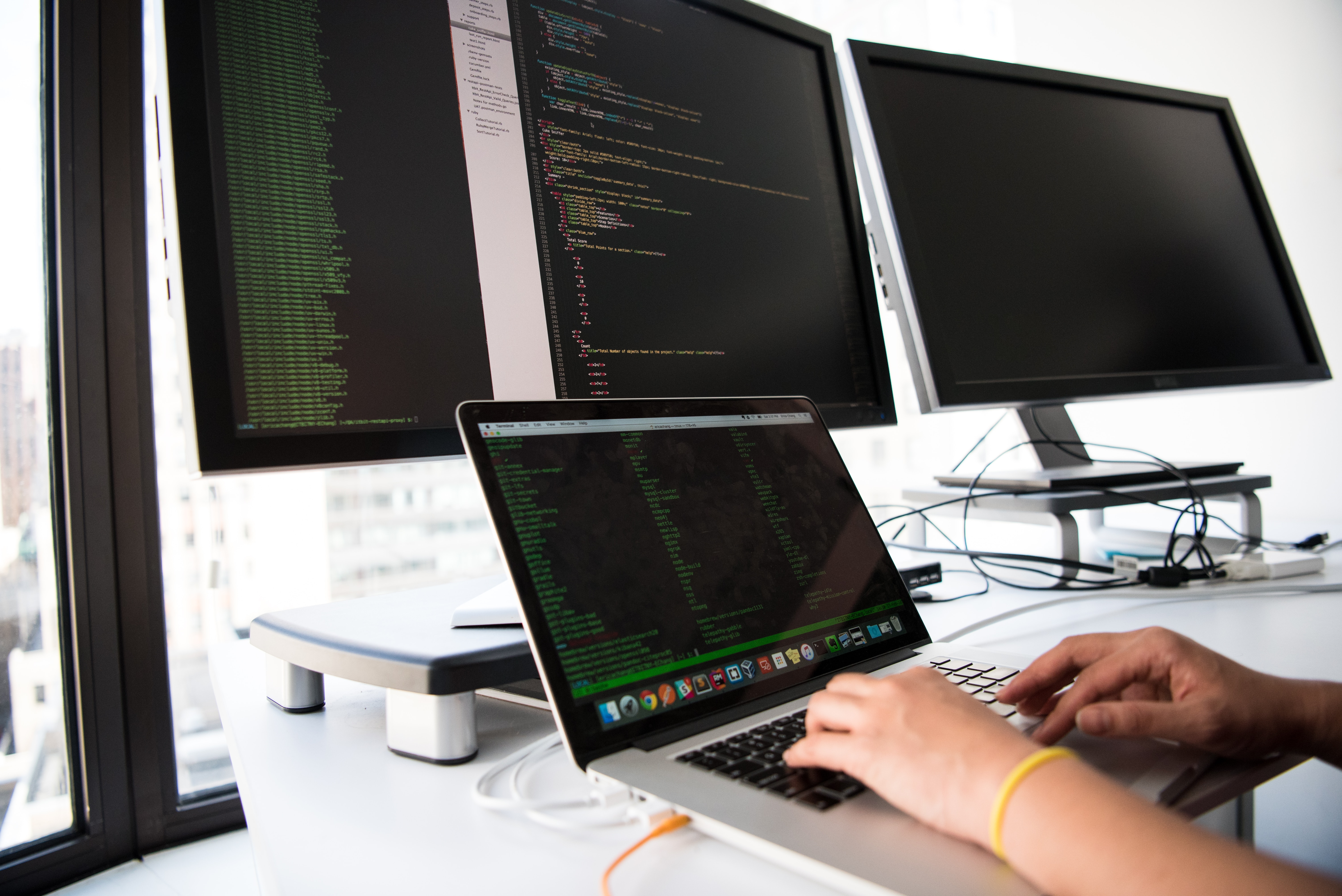 Software developer on computer