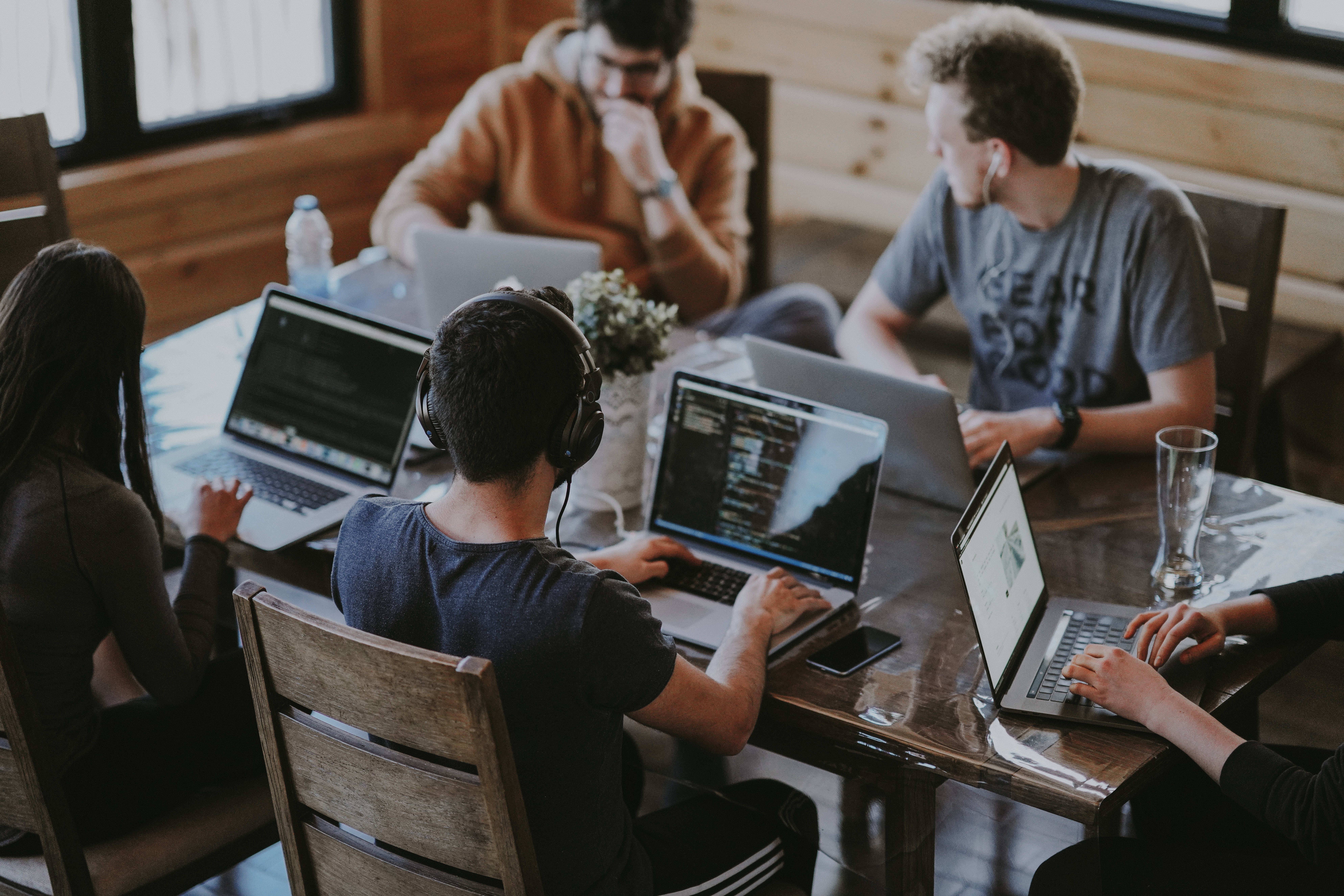 Group working together on computers