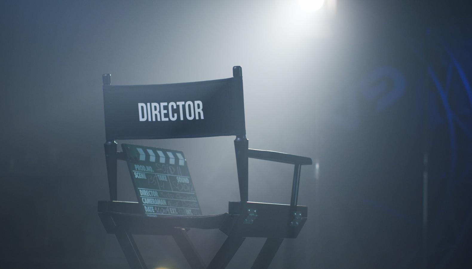 Director chair with a spotlight shining on it